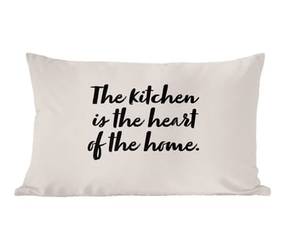 Sierkussens - Kussentjes Woonkamer - 60x40 cm - Quotes - Koken - Spreuken - The kitchen is the heart of the home - Thuis