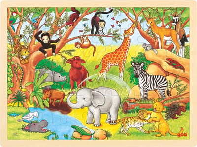 GOKI Puzzel - Afrika - 48 Stukjes - 40X30X0,8Cm - Hout - 3 Jaar