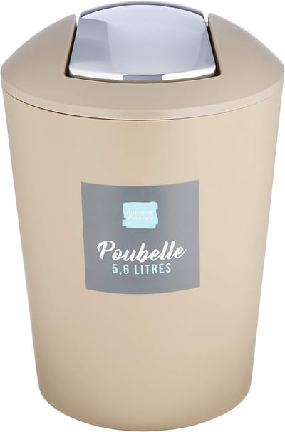 Swing Bin 5,6 Liter Taupe - Afvalemmer voor Huishoudelijk Gebruik