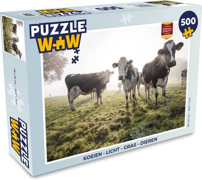 Puzzel Koeien - Licht - Gras - Dieren - Legpuzzel - Puzzel 500 stukjes
