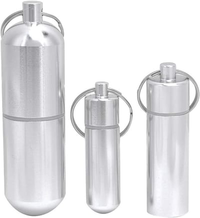 3 Stuks Mini Pillendoos, Kleine Medicijncontainer van Aluminium, Met Sleutelhanger voor Reizen en Kamperen