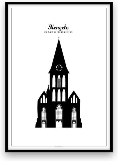 Hengelo stadposter - zwart-wit