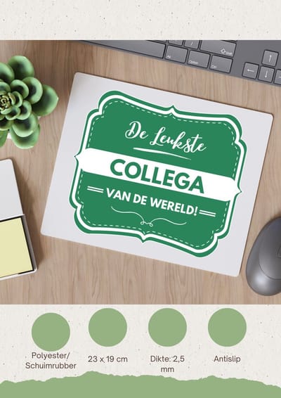 Akyol - de leukste collega van de wereld Muismat - Collega - iemand die een collega is - leukste ooit - werk - collega - verjaardagscadeau - kado - gift - geschenk - afscheidscadeau - welkomscadeau - verrassing - 23 bij 19 cm