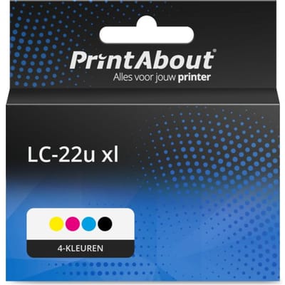 PrintAbout huismerk Inktcartridge LC-22u xl (LC-22U) 4-kleuren Multipack Geschikt voor Brother