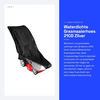 Dailygoods- Grasmaaierhoes Waterdicht - 210D Zilver Coated - Stofdicht - Opbergtas - Duurzaam - Verstelbaar Koord - Tuinmachinehoes