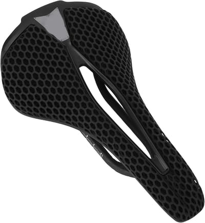 Fietszadel Lichtgewicht - Zadel Fiets - Comfortabel Fietsen - 3D-geprint Hol - 140 x 250 mm - Zwart