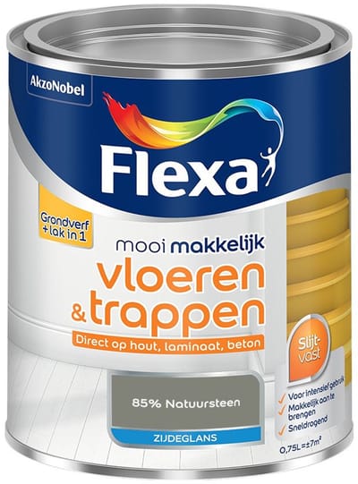 Flexa - Mooi Makkelijk Vloeren & Trappen Zijdeglans - 85% Natuursteen - Mengverf - 750 Ml