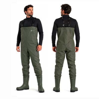 Eurocatch PVC Waadpak met Vaste Laarzen - Waterdicht Waadpak - Soepel en Slijtvast - Verstelbare Schouderbanden - Voor Vissen en Outdoor - Maat 40