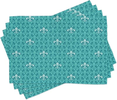 ABAKUHAUS turquoise placemats, Tiscjdeco gemaakt van kleurbestendige stof voor de eetkamer en keuken, amandelgroen teal
