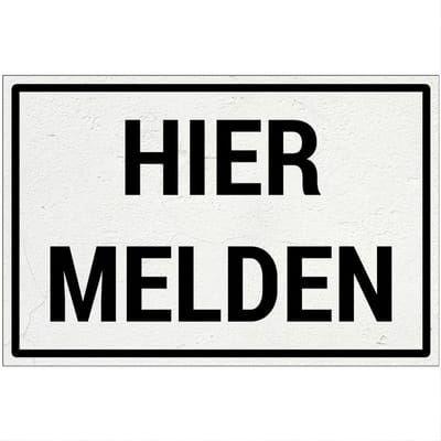 Hier melden bord | Forex Re materiaal | 18 x 12 cm