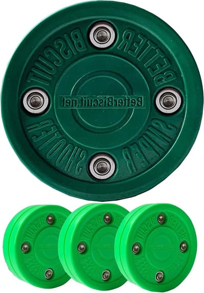 Hockey Trainingsset - Puck Trainer - Stickhandling Oefenen - Real Puck Gevoel - 4 Stuks - Groen/Donkergroen