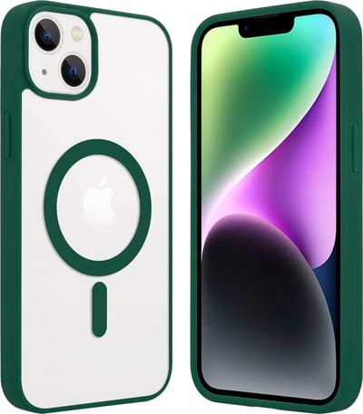 ShieldCase telefoonhoesje geschikt voor Apple iPhone 14 Plus Magneet hoesje transparant gekleurde rand - groen - Shockproof backcover hoesje - Hardcase hoesje - Siliconen hard case hoesje met Magneet ondersteuning