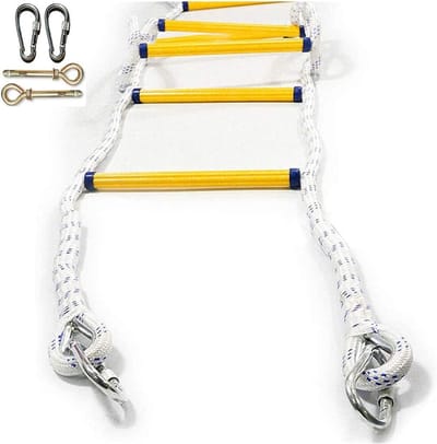 Ontsnappingstouwladder - Zachte ladder - Nood evacuatie - Snelle inzet - 420 kg capaciteit - Geel