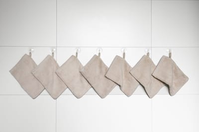 RELAKZ - Shell Beige - Washandjes - Set 7 Stuks - 100% Katoen - 550 GSM - Zacht en Hoog Absorberend