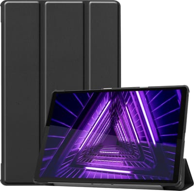 Hoes - Geschikt voor Lenovo Tab M10 FHD Plus (2e / 2nd Generatie) - Dun & Stevig - Trifold Bookcase - Hard Cover - Hardcover Book Case - Tablet Hoesje - Zwart