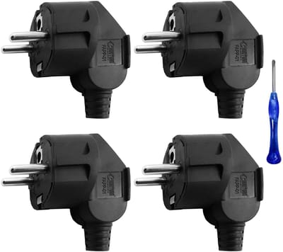 Stekker met Aardingscontact 16A/250V - Professioneel Gebruik, 4 Stuks, Zwart