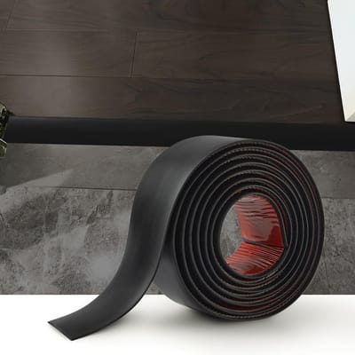Dailygoody - Laminaatvloer Drempel - Overgangsstrip voor Vloeren - Zwart - PVC Vinyl - Zelfklevend - Geschikt voor Tegels en Laminaat - 2 Meter