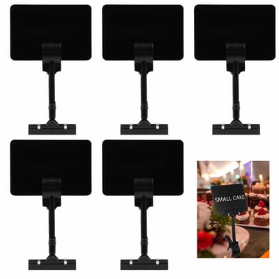 Cosensi- Prijslabelhouder - Dubbele Clip - 5 Stuks - Waterdicht - Zwart - Hoogwaardige PVC Kunststof - Voor Supermarkten/Retail - Prijsdisplay