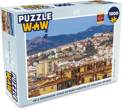 Puzzel Gele woonwijk voor de berg Montes de Malaga Spanje - Legpuzzel - Puzzel 1000 stukjes volwassenen