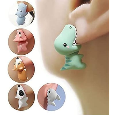 Schattige Dierlijke Bijt Oorbellen Mode 3D Dierlijke Klei Oorbellen Eenvoudige Handgemaakte Polymeer Dierlijke Stud Oorbellen voor Meisjes Vrouwen beige