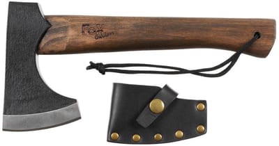 Fox outdoor Viking bijl compact met leren schede