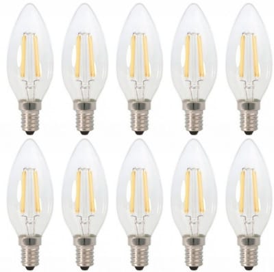 LED kaarslamp E14 warmwit 2700K - 4W - filament helder glas - 10 stuks