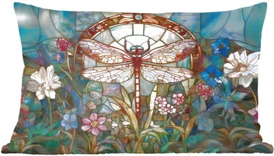Sierkussens - Kussentjes Woonkamer - 60x40 cm - Libelle - Mozaïek - Bloemen - Kleurrijk
