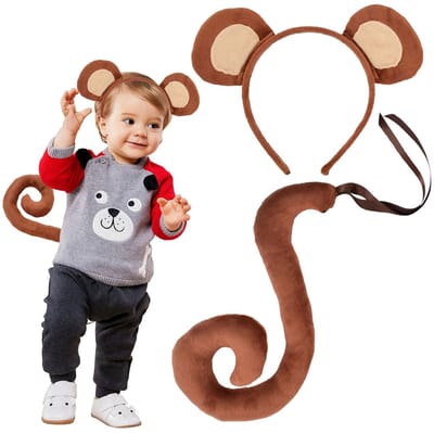 Dailygoods- Haarband met Apenoren - Dierenkostuum - Halloween/Kostuum - Accessoires voor Feest - Zacht Pluche - Eenheidsmaat