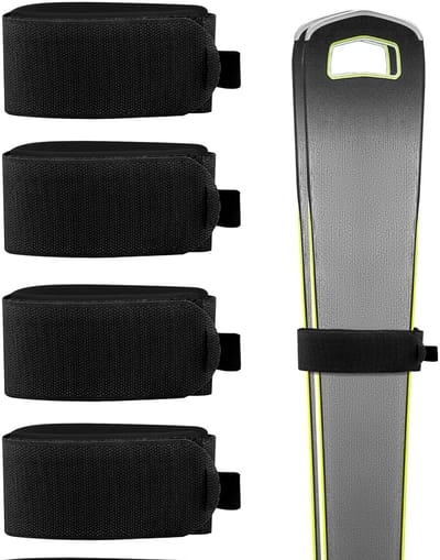 NTHProducts - Ski Ties - Ski Straps - Verstelbaar en Antislip - Zwart - Ski/Snowboard Transport - Padding - Voor Ski's en Stokken