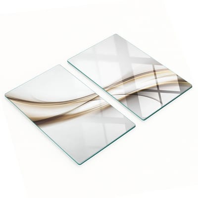 Set van twee decoratieve glazen keukenplanken met bruin golfpatroon, 2x30x52 cm