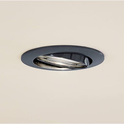 Prios plafond inbouwlamp Fibur, donkergrijs, aluminium, Ø 8,2 cm