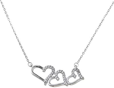 Decopatent - Halsketting Ketting Dames 3 Harten Verbonden - Verbonden Familie Hart - Schakelketting Verstelbaar van 40 tot 45 Cm - Nikkelvrij - Kettingen met bedel hanger vrouw - Elegant Cadeau - Zilverkleurig