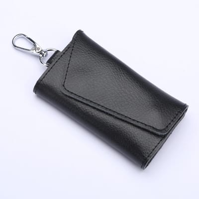 Praktische sleutelhanger en sleuteltasje | Stevige sleutelhouder voor dagelijks huishoudelijk gebruik | Compact opbergaccessoire-sleutelhanger-Zwart