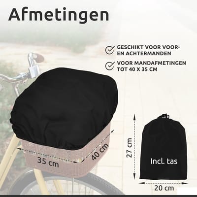 Thijox - Fietsmand Regenhoes Waterdicht - Bescherming Hoes voor Fietsmanden - Ideaal voor Boodschappen, Taarten en Fietstochten - Zwart, Universele Ma