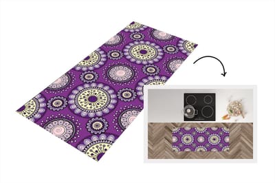 Keukenloper - Loper keuken - Meisjes - Bloemen - Paars - Patronen - 120x50 cm - Keukenloper vinyl