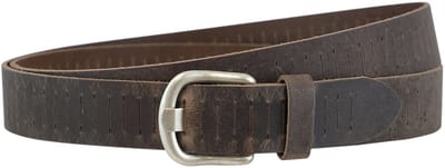 Landley Kinderriem Leer met Gleufjes - Stoer Hunter Leer - 3 cm - Jongens & Meisjes - Bruin - Lengte totaal 80 cm / Riemmaat 65