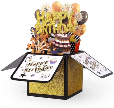 Dailygoods- Verjaardagskaart Pop-up - Multicolor - Cadeau met Envelop - Creatieve Wenskaart - 23x23x17,6cm - Inclusief Wenskaart