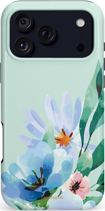 Casetastic hoesje geschikt voor Apple iPhone 17 Pro Max - MagSafe - Dubbellaagse bescherming - Lente schildering - Fashion Case - Lichtgrijs Lichtblauw Mintgroen