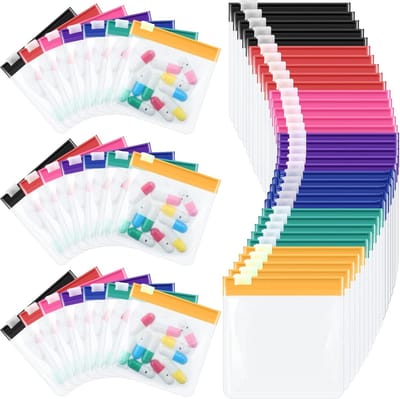 35 stuks pillenzakjes met rits, herbruikbare doorschijnende medicijnorganizer, zelfsluitende medicijnorganizer, plastic reiszakjes met schuifsluiting voor opslag (klassiek, klassieke kleuren)