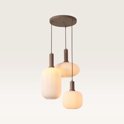 Lusenz - Hanglamp eettafel - 3 lichts Opaalglas - Design hanglamp Lampion - E27 Fitting - Dimbaar - Voor Eetkamer, gang, woonkamer, slaapkamer - Hoogte verstelbaar - Japandi hanglamp
