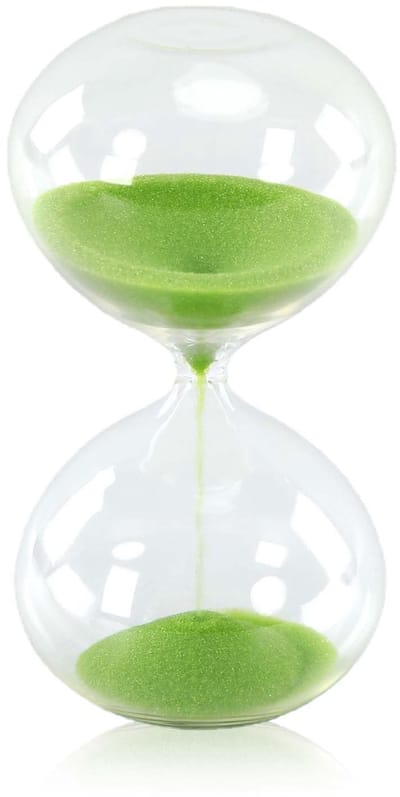 Dailygoods- Zandloper 3 Minuten - Handgemaakt Borosilicaatglas - Decoratieve Zandloper - Tijdmeting - Hoogte 11,43 cm - Duurzaam en Hittebestendig - Tijdmeter