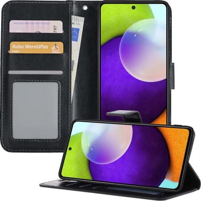 Hoesje - Geschikt voor Samsung Galaxy A52 5G - Luxe Bookcase - Walletcase Hoes - Portemonnee - Cover - Telefoonhoes - Zwart