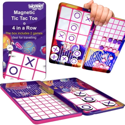 Woopie Iq magnetisch strategiespel 2in1 Boter-kaas-en-eieren + 4 op een lijn minigame - UNI