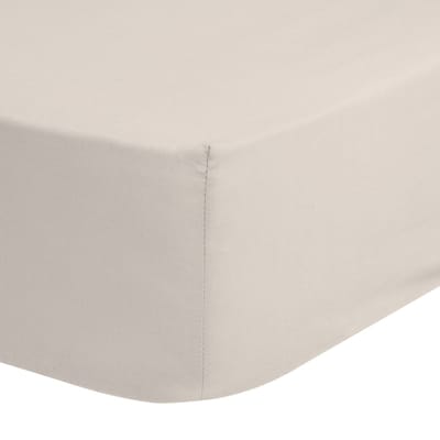 Good Morning hoeslaken effen kleur - 1 persoons 90x220 cm - Zand - 100% Katoen renforce