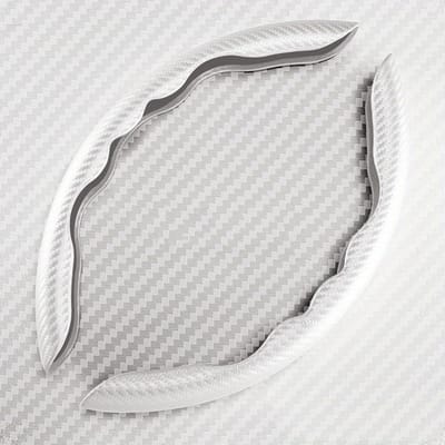 1 paire de housses de volant de voiture en fibre de carbone gauche + droite, housse de protection antidérapante, anti-poussière, lavable, accessoires d'intérieur blanc