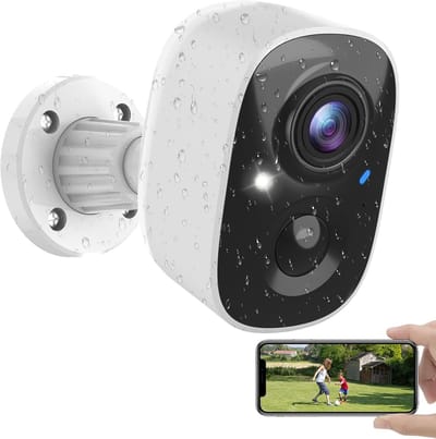 Bewakingscamera Buiten - Accu Camera - Huis Beveiligen - Draadloos Installeren - 18 cm Hoog - Wit