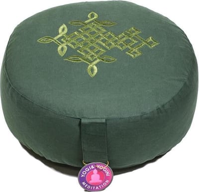 Meditatiekussen groen levensboom geborduurd - Katoen - Boekweit - 33x17 - Groen - L