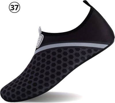 Livano Waterschoenen Voor Kinderen & Volwassenen - Aqua Shoes - Aquaschoenen - Afzwemschoenen - Zwemles Schoenen - Zwart - Maat 37