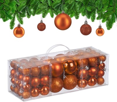 kerstballen set van 76 - 3, 4 en 6 cm - plastic - onbreekbaar - oranje
