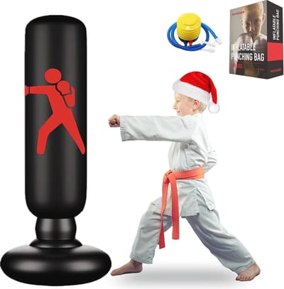 Bokszak voor kinderen - Boksbal - Vrijstaand Boksen voor Kinderen - Opblaasbare Bokszak voor Kinderen - voor Het Beoefenen van Karate MMA Fitness Bokszak voor Peuters Hoog 61”